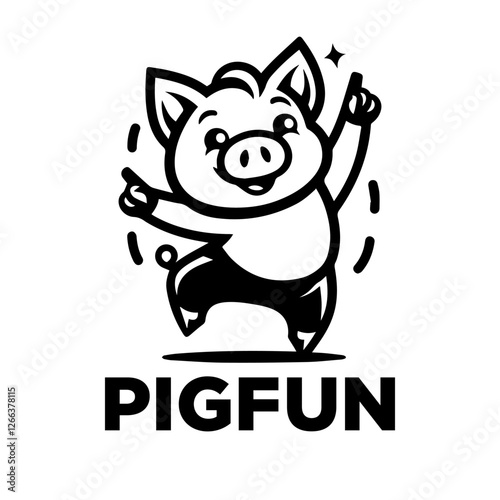 happy dancing pig logo design