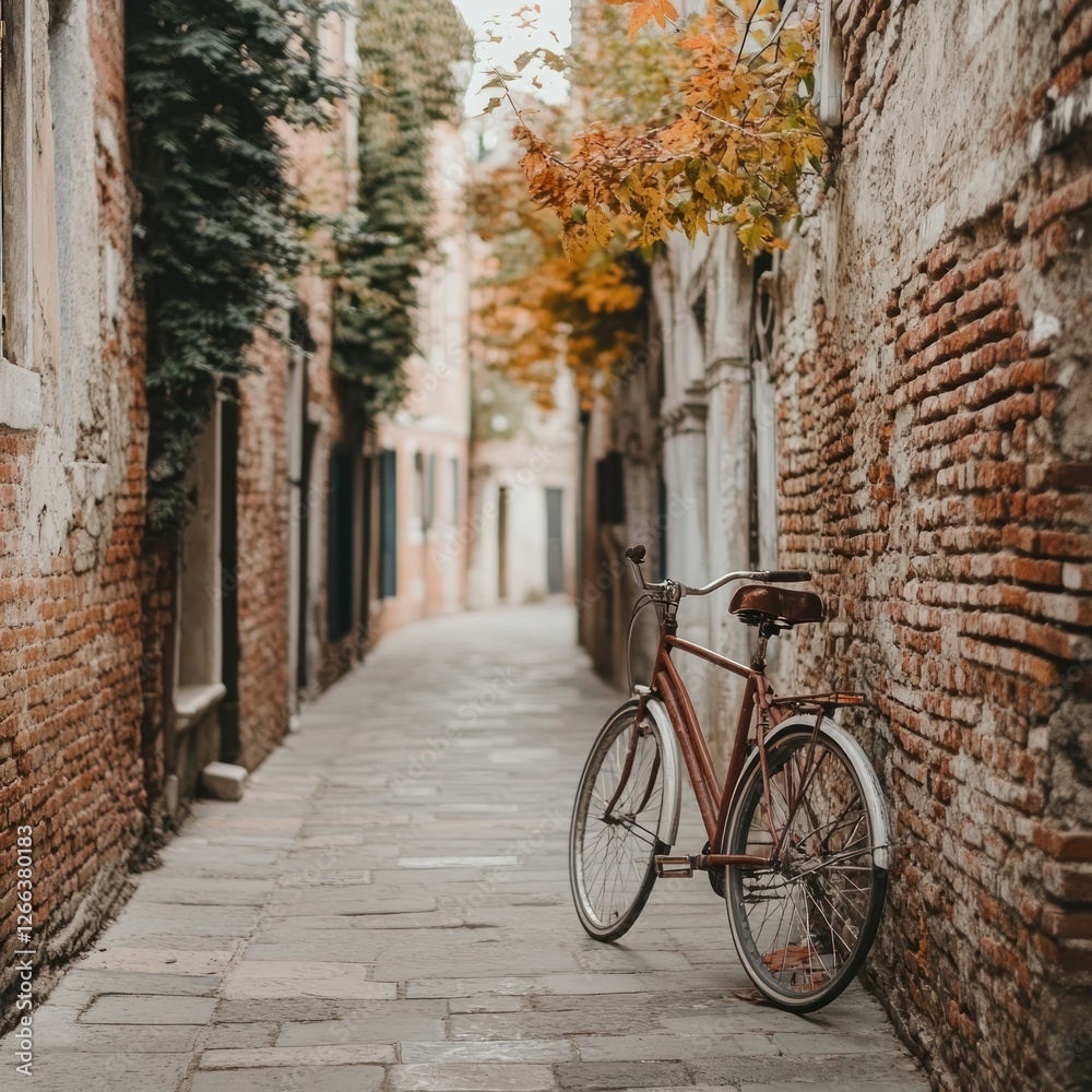 Rustic Charm: Bicycle in a Venetian Alley Rustic Charm: Bicycle in a Venetian Alley