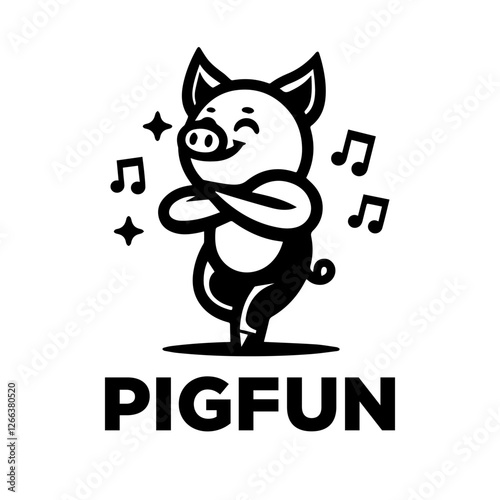 happy dancing pig logo design