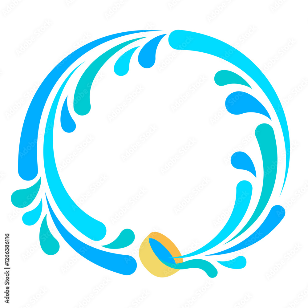 Fototapeta premium water splashing round shape border frame celebrate songkran festival