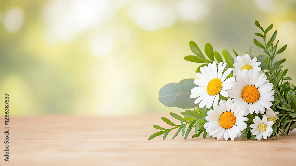 Obraz premium nature-inspired daisies and greenery bouquet