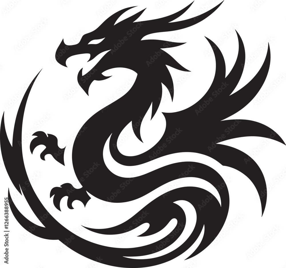 Tribal dragon silhouette design. Tribal dragon silhouette design.