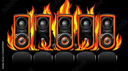 Flaming speakers concert stage
