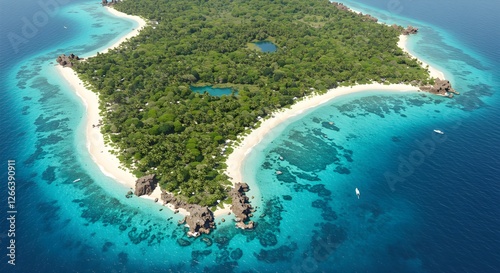 Lifelike high view of a beautiful island