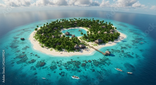 Lifelike high view of a beautiful island