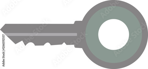 Silver House Key with Keyring Illustration