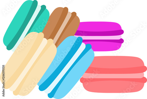 Hand-Drawn Illustration of Colorful Macarons