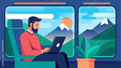 With no WiFi or distractions the digital nomad took advantage of the long train ride to catch up on reading and learning new skills inspired by the everchanging scenery outside the. Vector