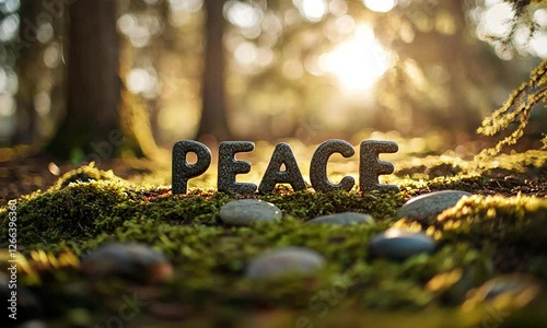 The Word Peace Spelled Out Using Smooth River Stone