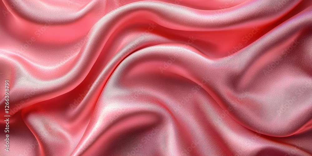 Fototapeta premium A close-up view of soft, flowing pink satin fabric, showcasing elegant folds and a glossy texture.