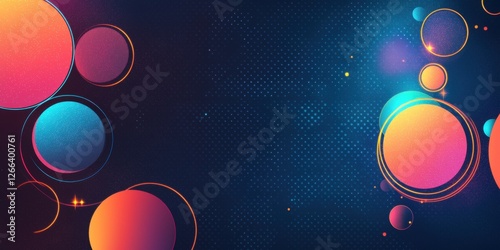 A vibrant abstract design featuring colorful circles on a dark background, creating a modern and dynamic visual effect.