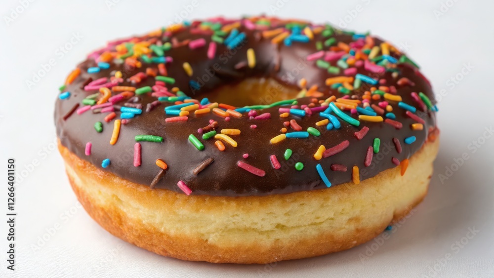 a chocolate frosted donut with colorful sprinkles, isolated a chocolate frosted donut with colorful sprinkles, isolated