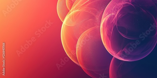 A vibrant abstract image featuring colorful spheres against a warm gradient background, creating a sense of depth and movement.