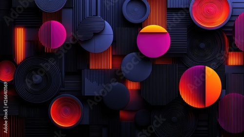 A vibrant abstract background featuring colorful circular shapes against a dark textured backdrop, creating an engaging visual effect.