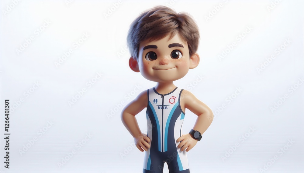 Sporty animated character displaying confidence in a studio setting digital art creation Sporty animated character displaying confidence in a studio setting digital art creation