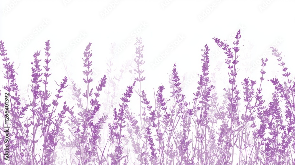 Naklejka premium A soft-focus shot of lavender fields in bloom, symbolizing devotion and serenity.