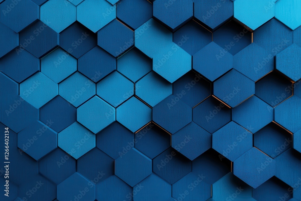 Layered Blue Hexagonal Pattern in Abstract 3D Design Layered Blue Hexagonal Pattern in Abstract 3D Design