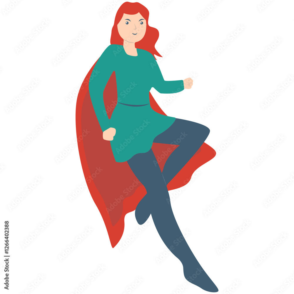 Girl Superhero Character with Flat Design Concept. Isolated on White Background. Girl Superhero Character with Flat Design Concept. Isolated on White Background.