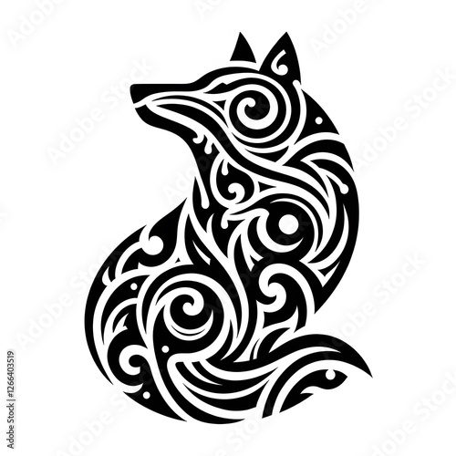 Wallpaper Mural AI Generate of Wolf Shape in Maori Art style isolated in white Torontodigital.ca