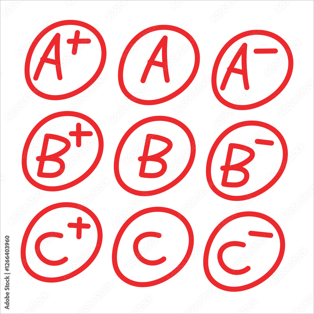 hand drawn grade results set hand drawn grade results set