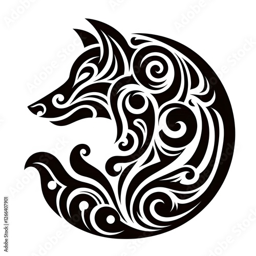Wallpaper Mural AI Generate of Wolf Shape in Maori Art style isolated in white Torontodigital.ca