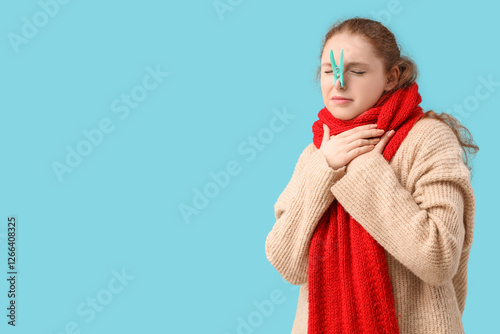 Ill young woman with clothe...