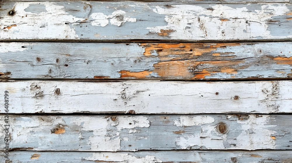 Fototapeta premium Old white-painted wooden texture with rustic surface. The texture is naturally aged, featuring subtle peeling paint and weathered details while maintaining a bright and light color palette