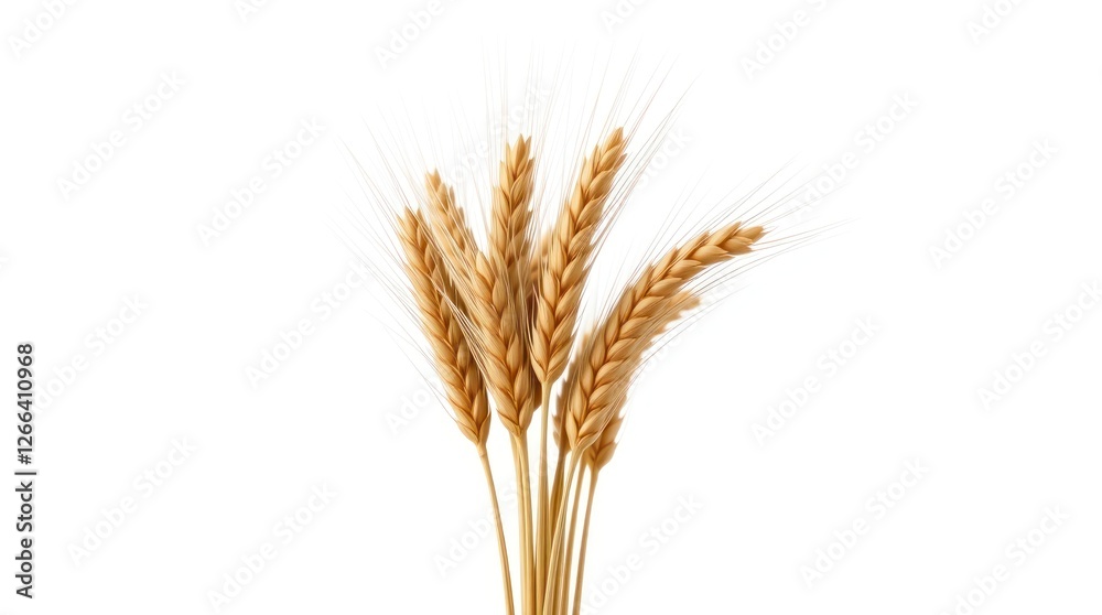 Golden Wheat Stalks Isolated on White Background Golden Wheat Stalks Isolated on White Background