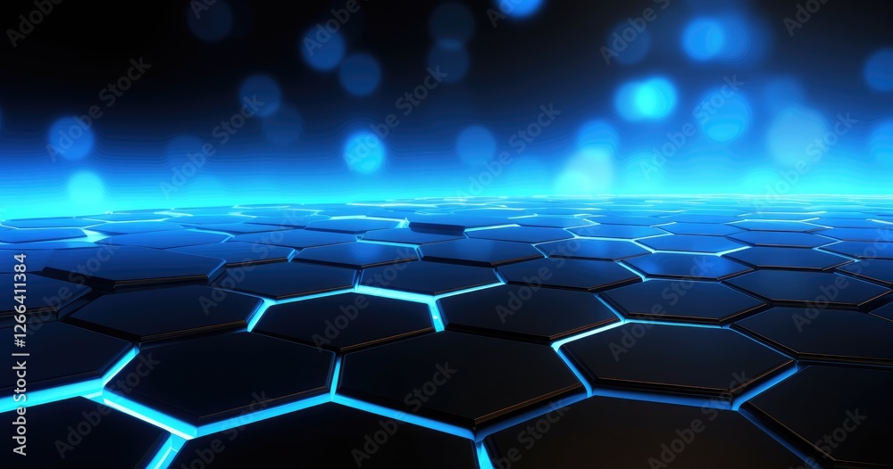 Naklejka premium Abstract beautiful background with glowing particles and glitter on dark blue background, glittering dust or sparkles in the air