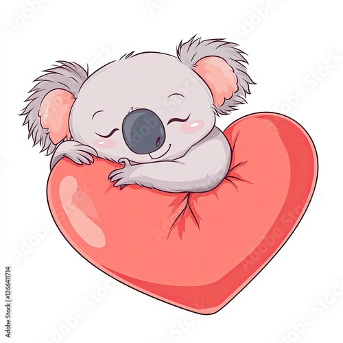 Cartoon koala celebrates australia day with love heart photo