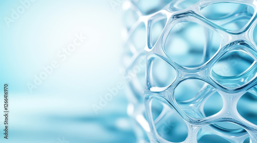 Translucent organic shapes merging in fluid, abstract background