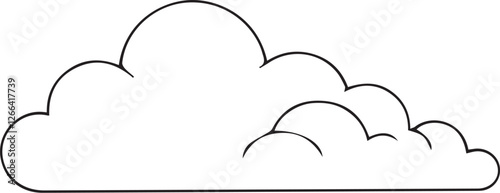 Hand drawn sketch of cloud isolated, Black and White Cartoon Vector Illustration for Coloring Book or design poster