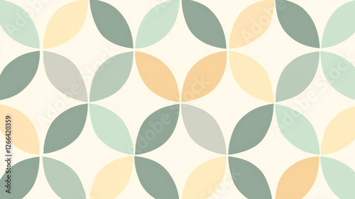 Pastel green and yellow overlapping circles, geometric pattern -ai