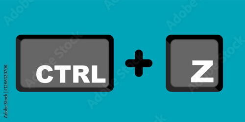  Ctrl Z key icon means undo. Clip art vector shortcut isolated on blue background. Keyboard shortcut graphic resource