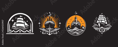 Vintage ship illustrations.
