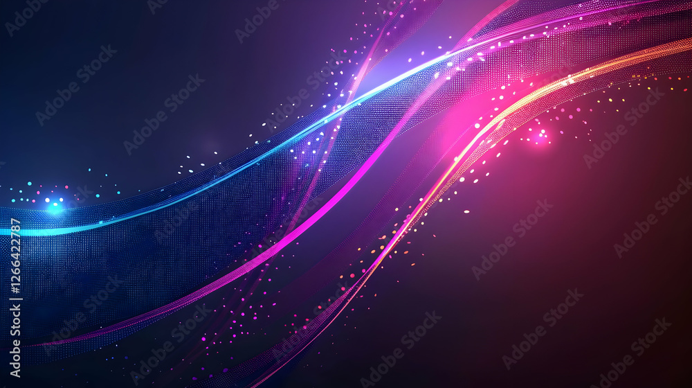 Fototapeta premium Colorful abstract waves with glowing lights creating a vibrant digital background