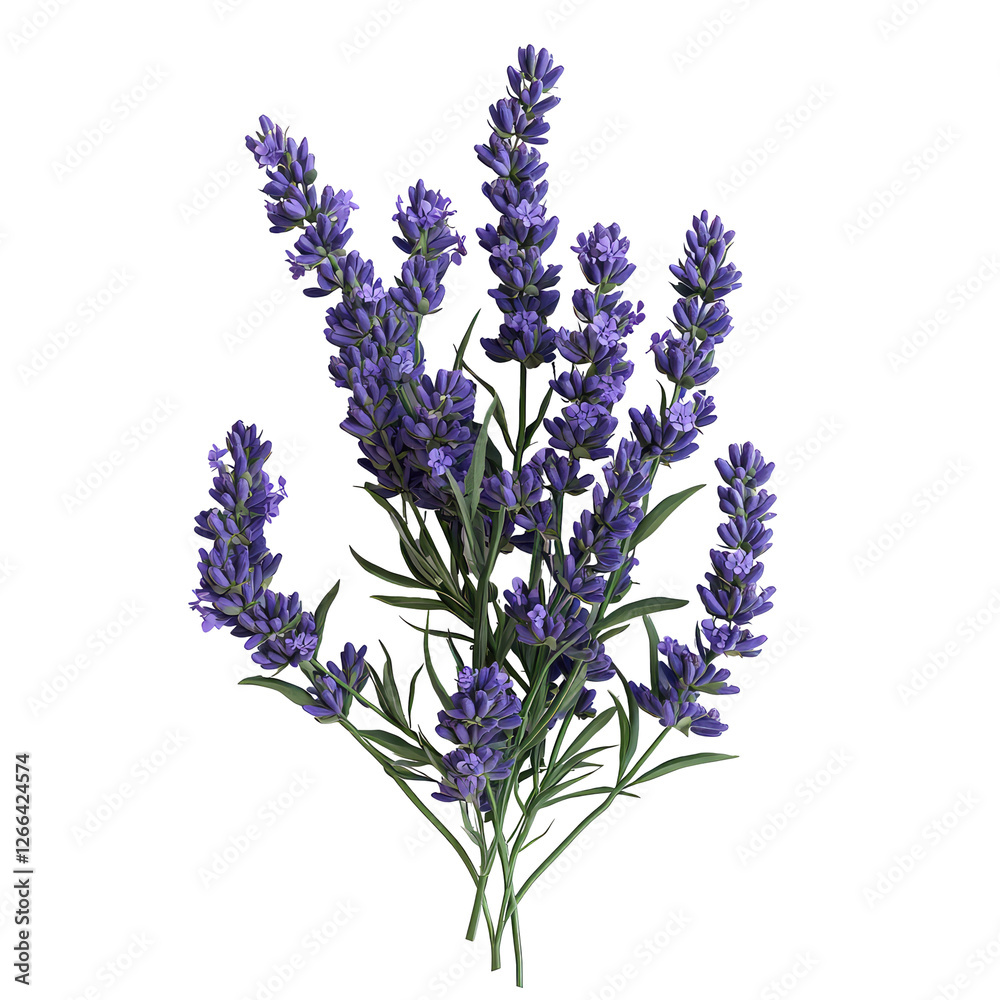 Obraz premium Isolated Bunch of Purple Flowers with Green Leaves on a Transparent Background for Arts and Crafts Projects
