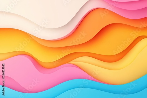 Colorful wavy layered paper art background