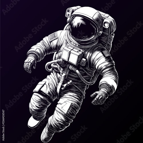 Astronaut sketch Vector illustration, can be enlarge