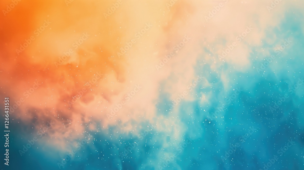 Obraz premium Abstract blurred background with a grainy gradient in blue and orange colors. A soft and gentle gradient of the sky at sunset