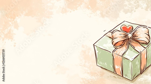 Elegant pastel gift box beautifully adorned with ribbon and heart. AI Generated