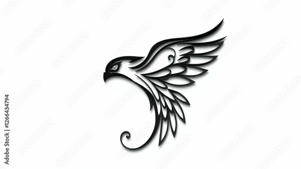 Obraz premium Baaz Falcon Logo Design | Black Vector Falcon Art | Minimalist Bird Logo | Transparent Background | Premium Vector Illustration