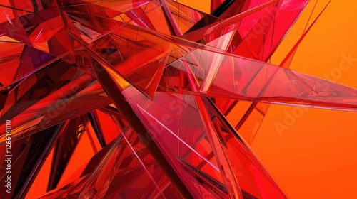 abstract image with red and orange colors using harsh lines and sharp shapes representing anger, Style Abstract, Colors red, orange, Composition off center, Details sharp lines, angular shapes
