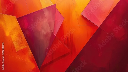 abstract image with red and orange colors using harsh lines and sharp shapes representing anger, Style Abstract, Colors red, orange, Composition off center, Details sharp lines, angular shapes