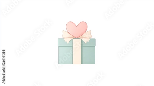 Pastel Gift Box Softly Lit Heart Shaped Bow. AI Generated