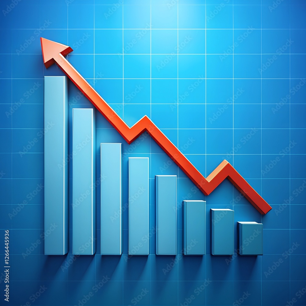 In this picture pointing at an upward trending graph against a blue background In this picture pointing at an upward trending graph against a blue background