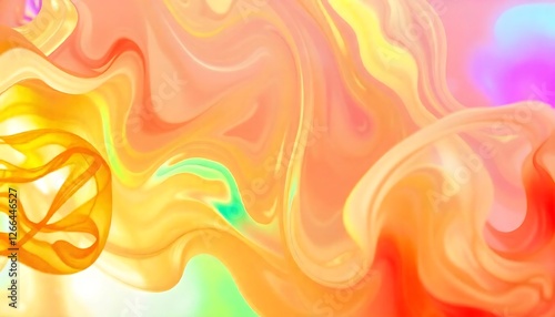 An abstract and mesmerizing display of vibrant, swirling smoke clouds in red, orange, yellow, and green hues. The image captures the dynamic flow and intricate detail of the colorful, ethereal texture