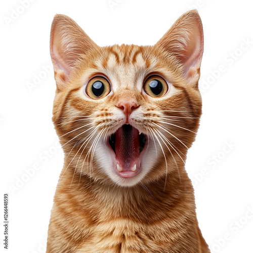 A ginger cat with wide eyes, expressing surprise and shock. Perfect for emoji sets, reaction stickers, and meme content