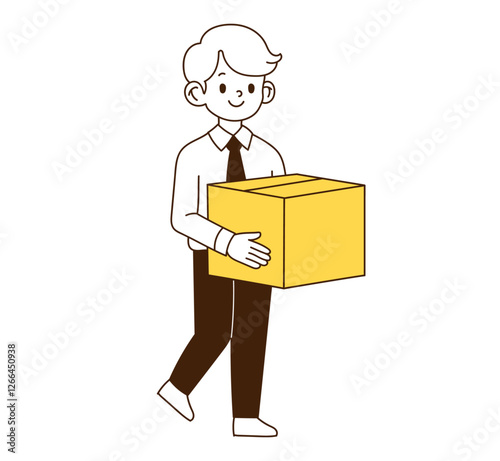 an office worker holding a box.