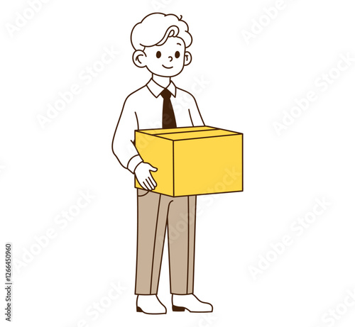 an office worker holding a box.
